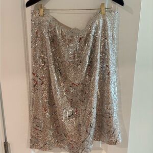Skies Are Blue Silver Sequin Skirt 1X